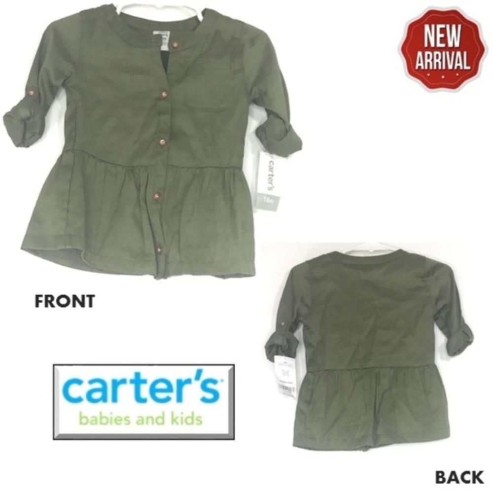 CARTER'S Sateen Button-Front Long Sleeves NWT